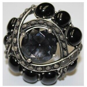Heidi Klum Black Cabochon And Crystal Duchess Ring Size 7 J265883 Black